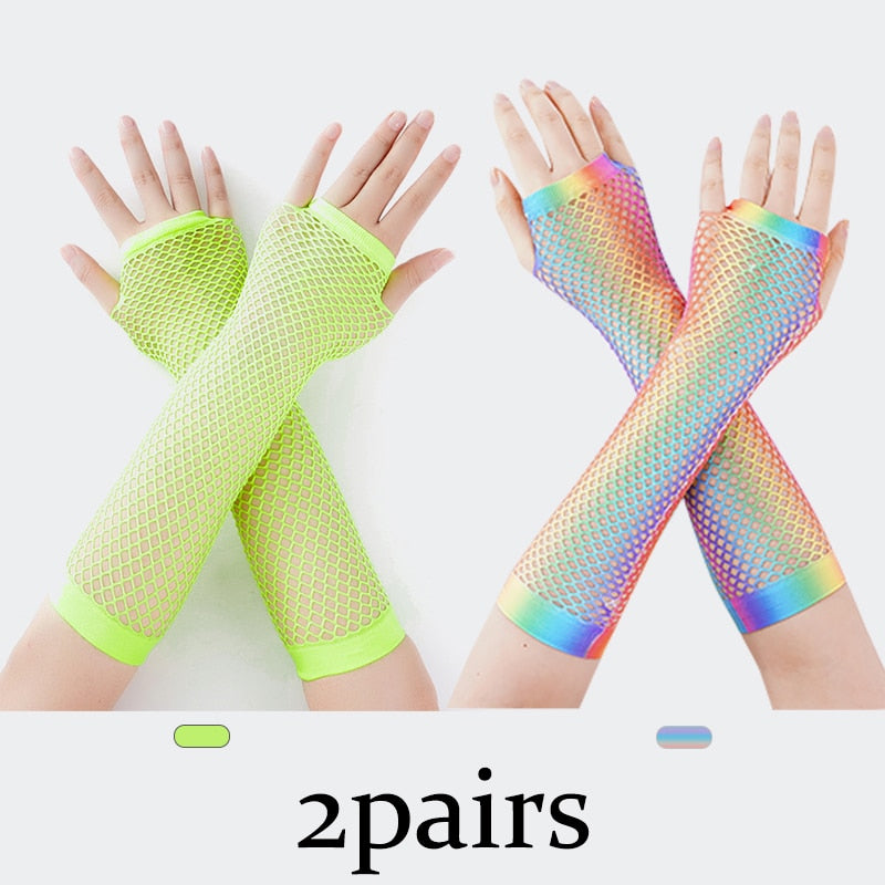 Fishnet Fingerless Long Gloves