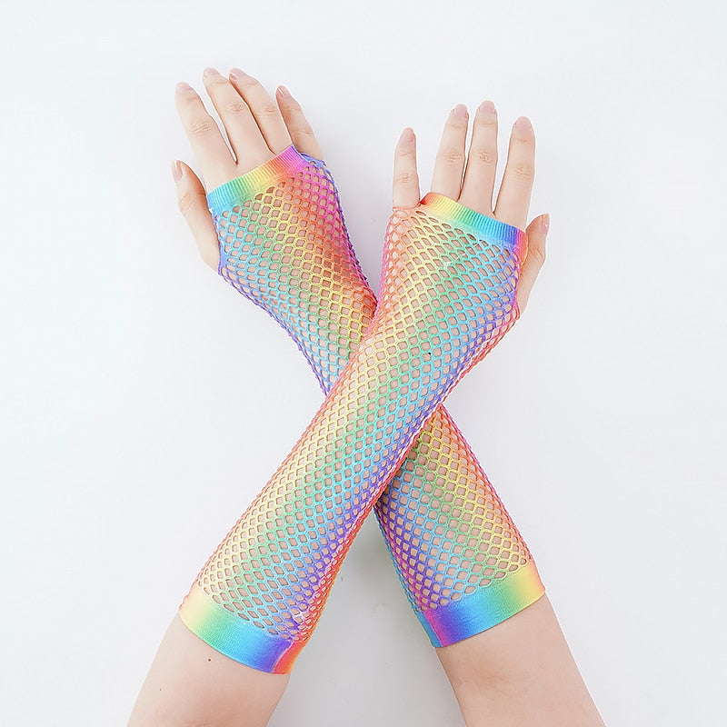 Fishnet Fingerless Long Gloves