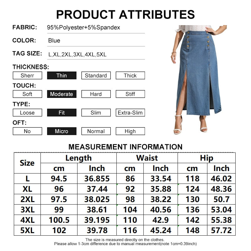 Plus Size Jeans Skirts With Splits