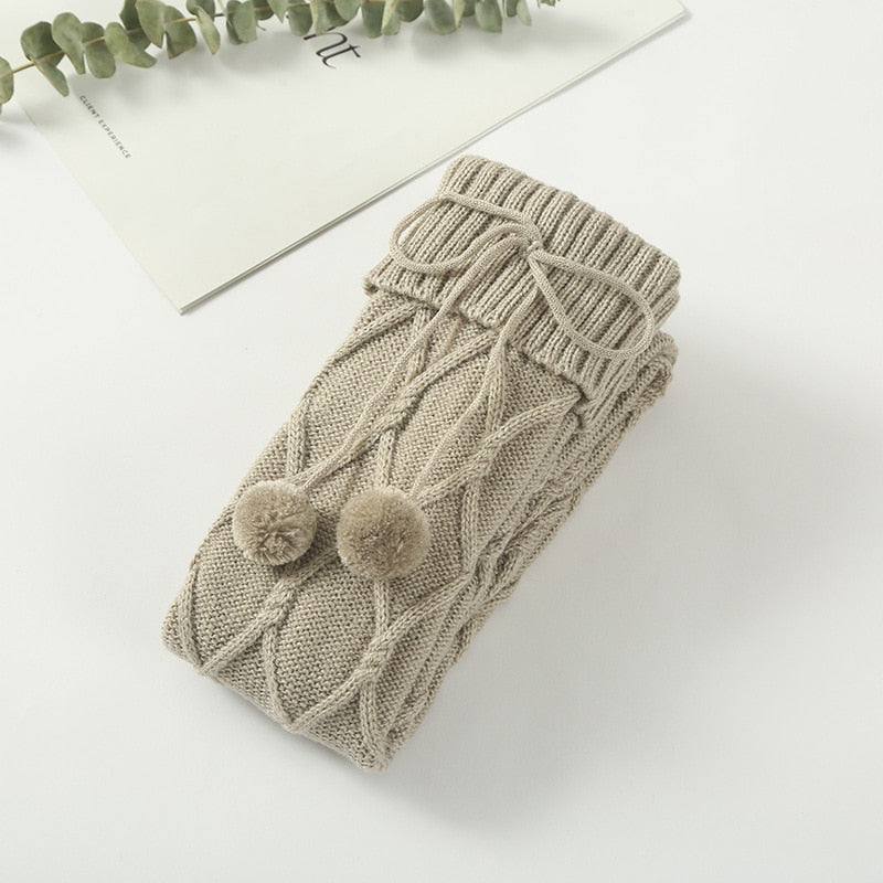 1Pair Braided Bowknot Knee High Long Sock Stockings