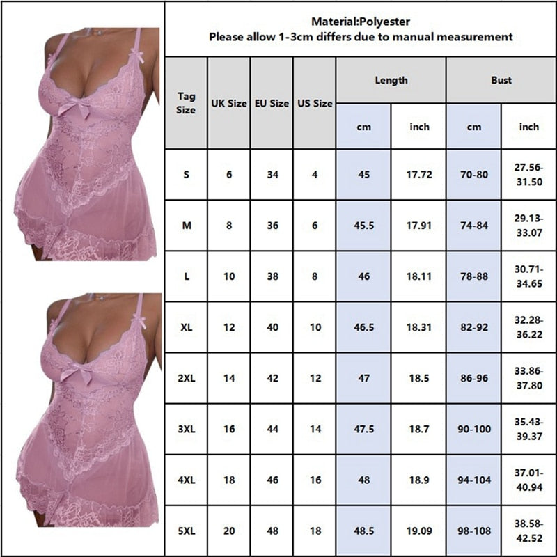 Mesh Transparent Sexy Lace Nightdress