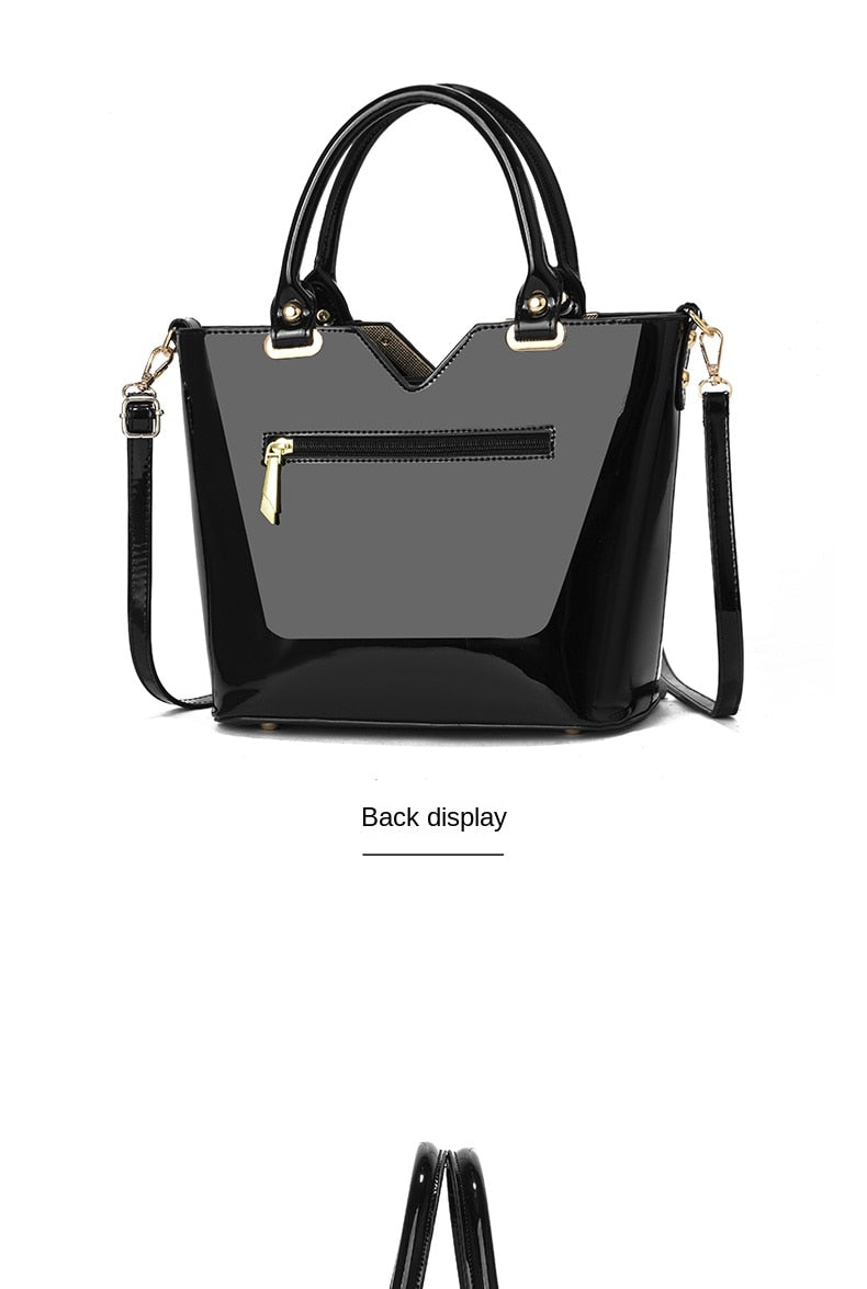 Luxury Brand Leopard Print Patent Leather Tote Handbag
