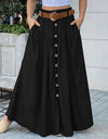 Casual Loose Hem Button A-line Long Skirt