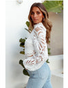 Elegant Long Sleeve Lace Blouse Crochet