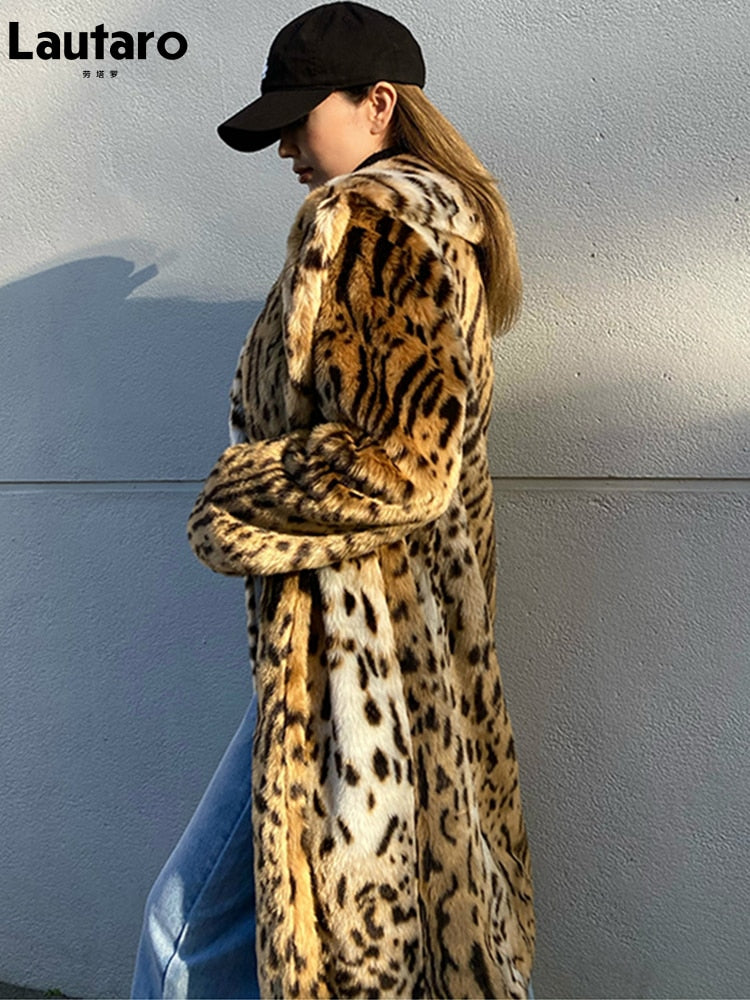 Long Thick Fluffy Faux Fur Tiger Print Coat
