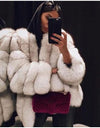 Elegant Windproof Thick Faux Fox Fur Long Coat