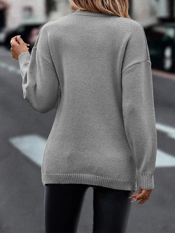 V-neck Knitted Off Shoulder Cross Pullover
