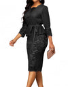 3/4 Sleeve Elegant Bodycon Knee-length Dress