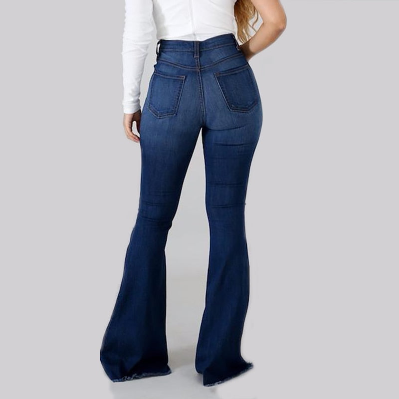 High Quality High Waist Stretchy Baggy Vintage Slim Fit Woman Wide Leg Flare Pants