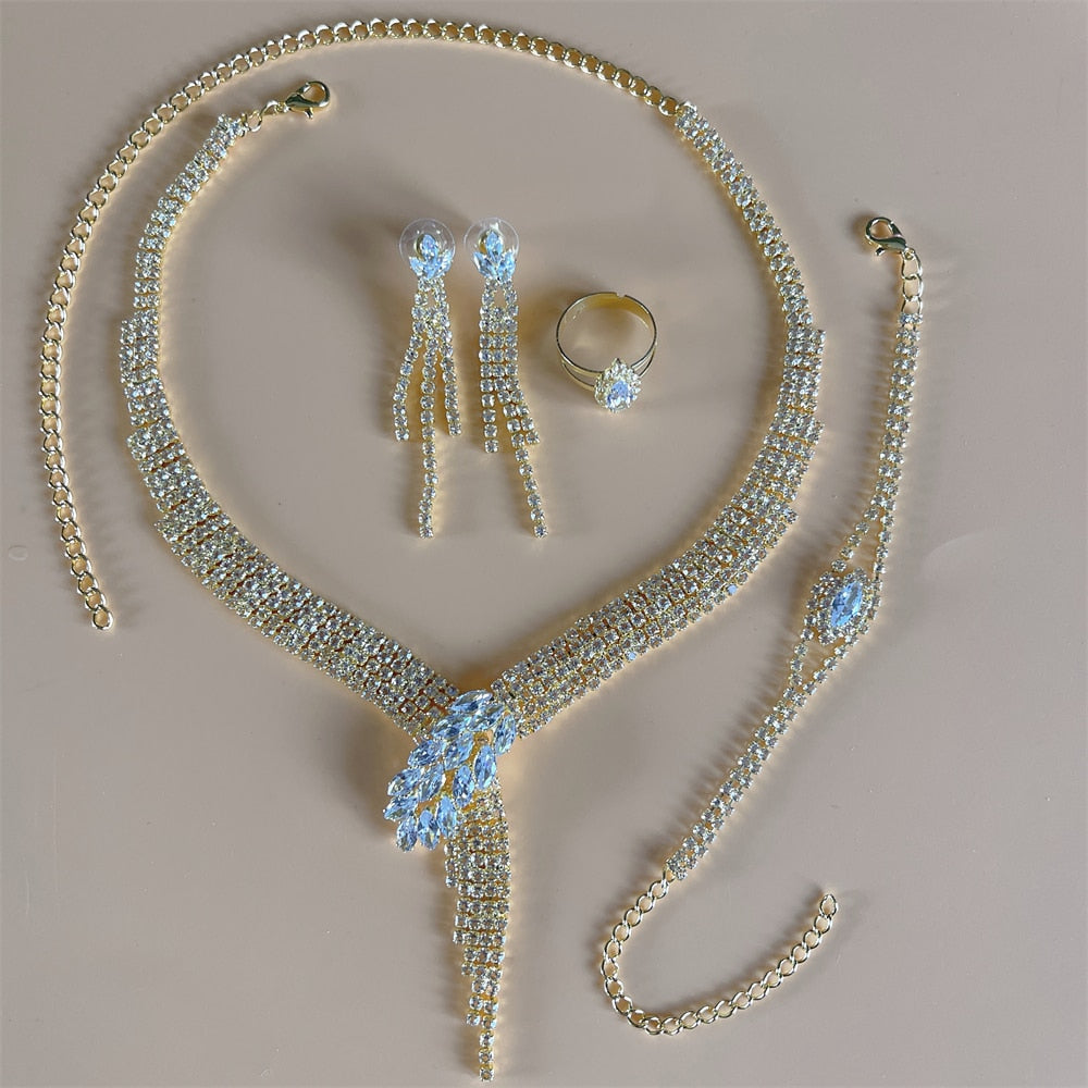 Silver Color Rhinestone Crystal Bridal Jewelry Sets