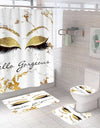 Stylish Rose Gold Eyelash Makeup Print Bath Curtain