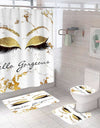 Stylish Rose Gold Eyelash Makeup Print Bath Curtain