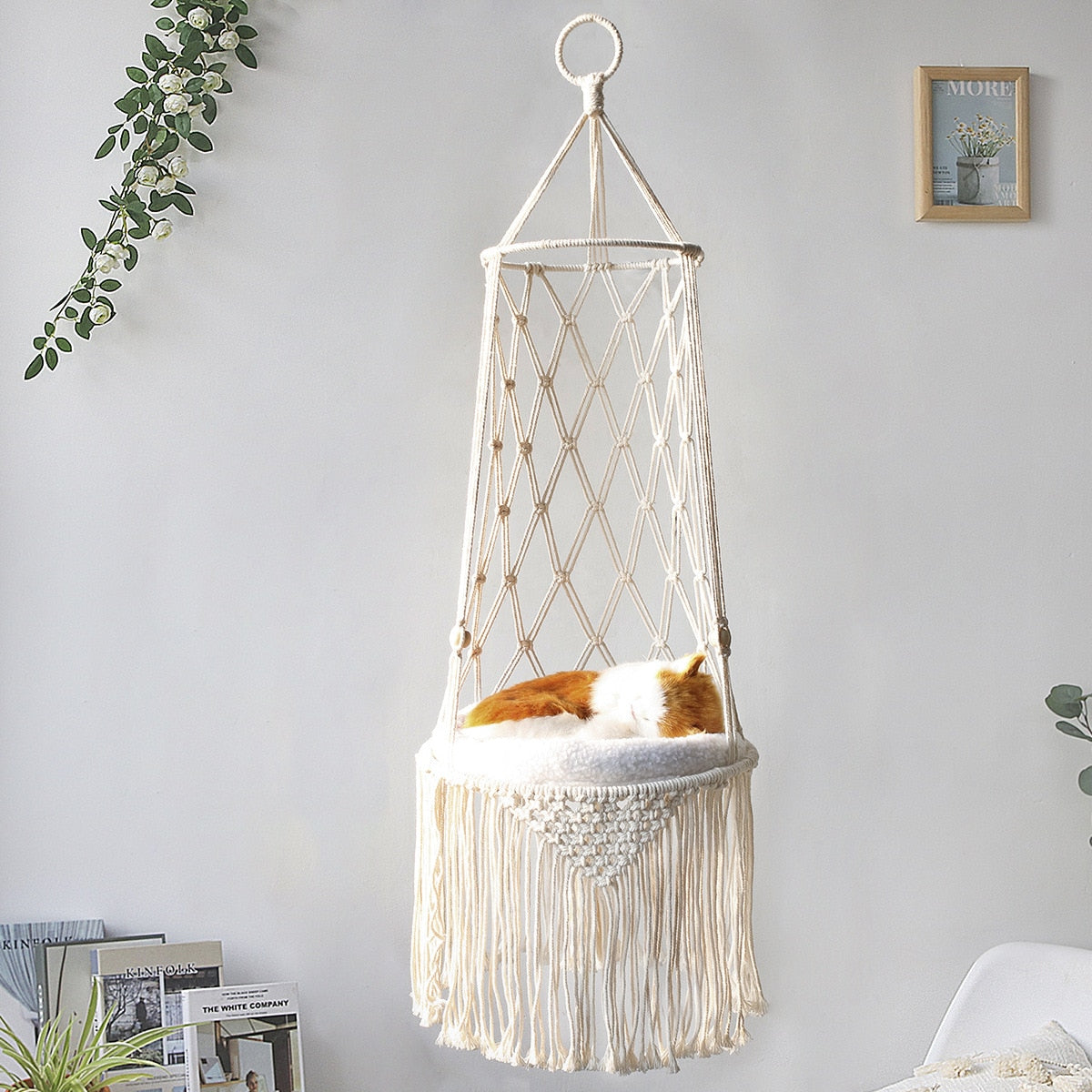 Big 40x120cm Cat Hammock Window Macramé Pet Bed