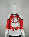 Oversized Santa Print Off-shoulder Long-sleeved Top