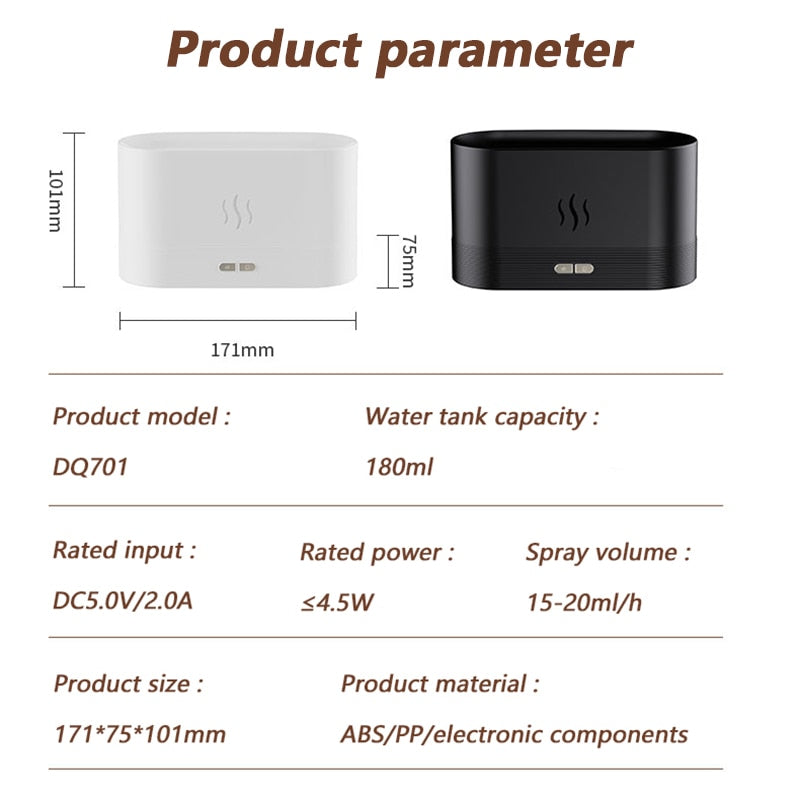 180ML USB Essential Oil Diffuser Simulation Flame