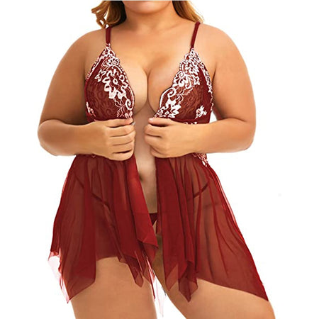 Plus Size Lace Set Chemise Nightgown