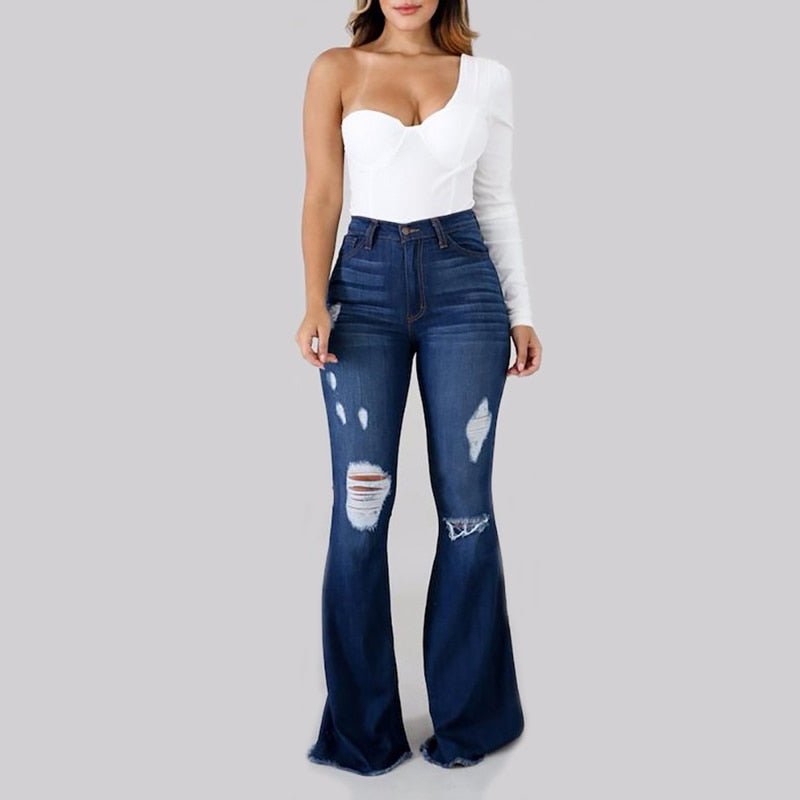 High Quality High Waist Stretchy Baggy Vintage Slim Fit Woman Wide Leg Flare Pants