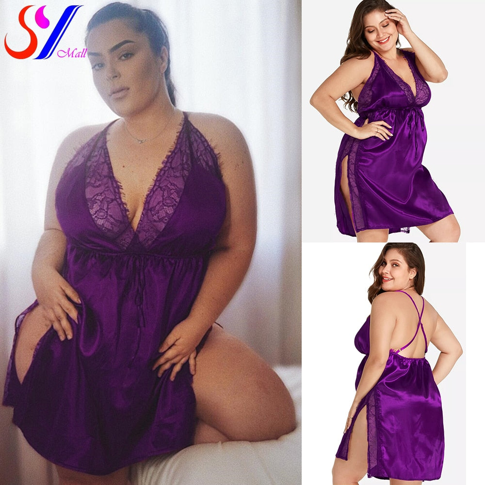 High Quality V-Neck Plus Size Sexy Lingerie Nightwear L-8XL