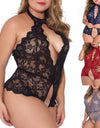 Plus Size Sexy Lace Backless Bodysuit