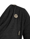 Cowl Neck Mock Button Long Sleeve Marled Top
