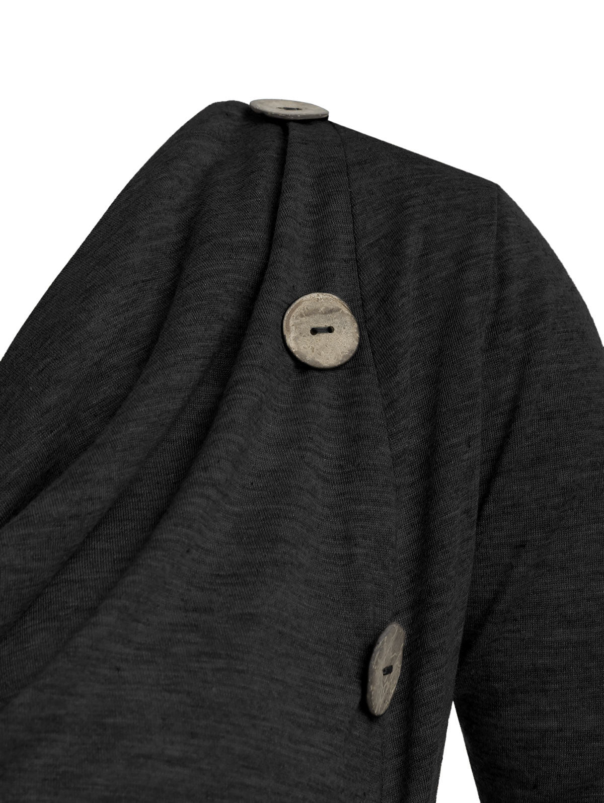 Cowl Neck Mock Button Long Sleeve Marled Top