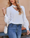Solid Color V-Neck Long Sleeve Shirt