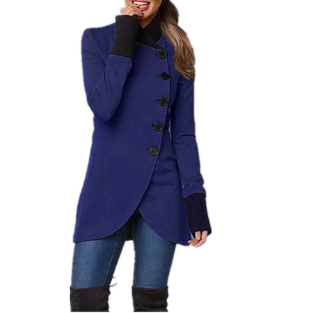 Autumn/Winter Solid Color Single Breasted Spliced Long Sleeve Coat