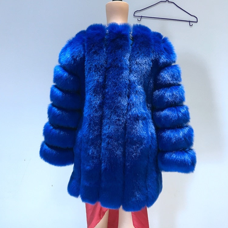 Faux Fur Winter  Elegant Thick Overcoat