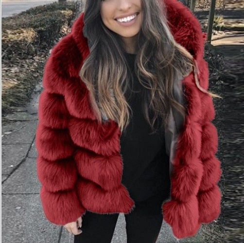 High Quality Warm Thick Hooded Fur Winter Coat