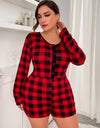 Plus Size Lounge Red Plaid Onesies Sleepwear