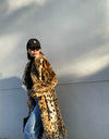 Long Thick Fluffy Faux Fur Tiger Print Coat