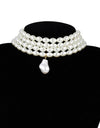 Multi-layer imitation pearl beaded short necklace earring set
