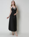 Long Chemise Lace Satin Nightgown