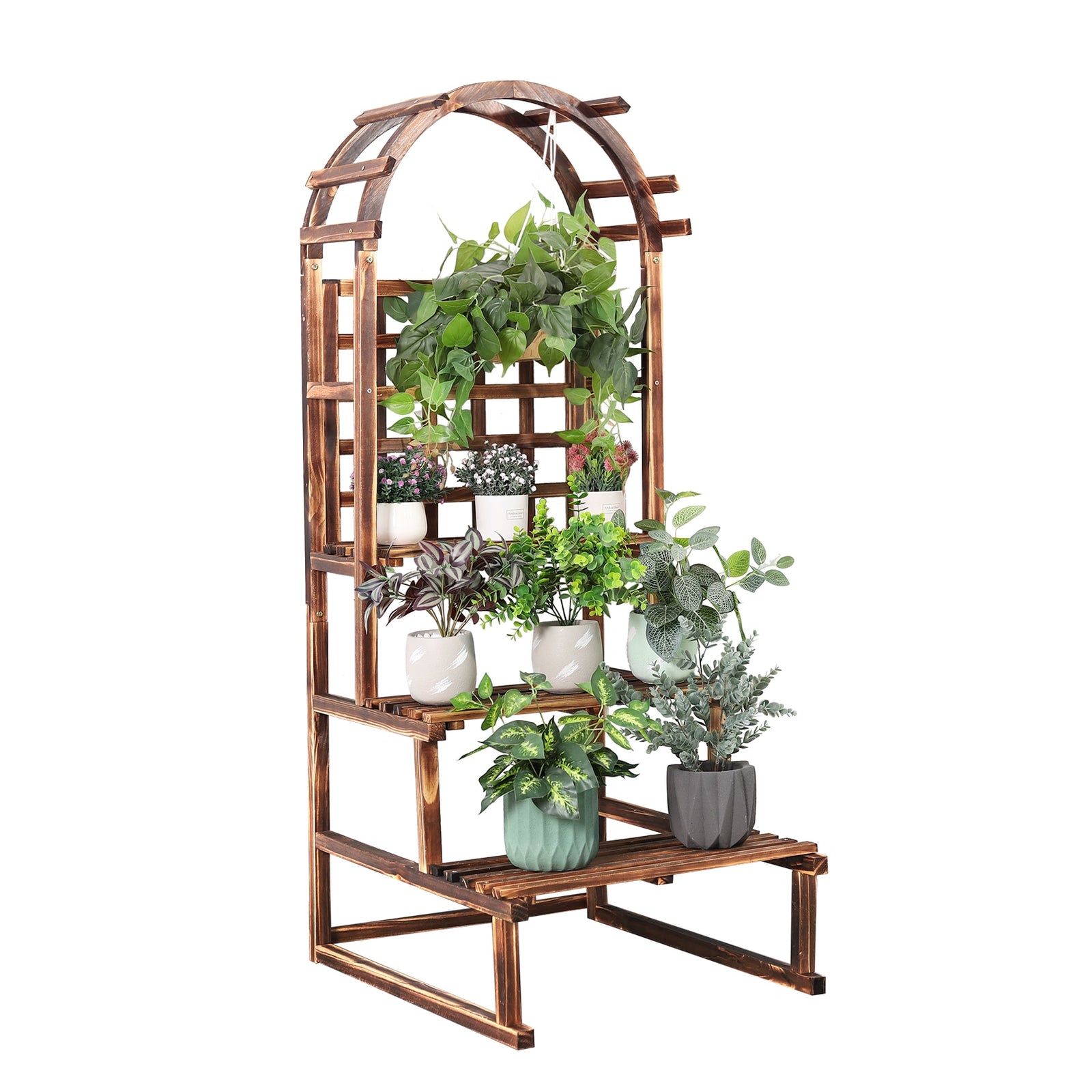 Indoor/Outdoor 3 Tier Wood Plant Stand