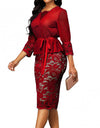3/4 Sleeve Elegant Bodycon Knee-length Dress