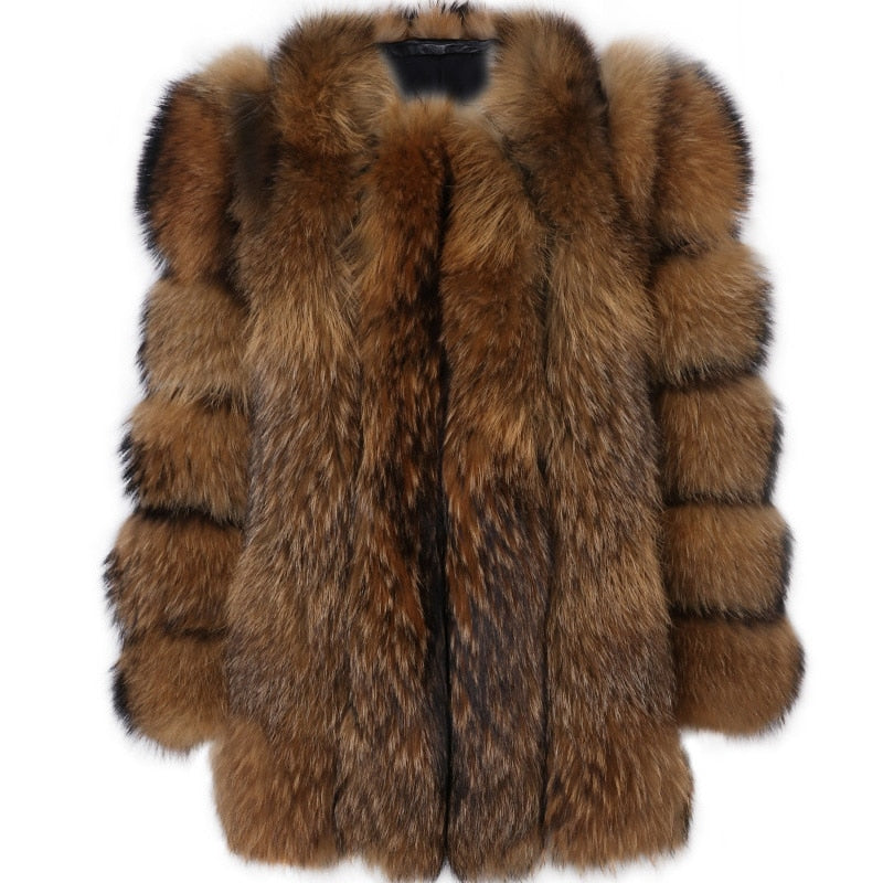Elegant Windproof Thick Faux Fox Fur Long Coat