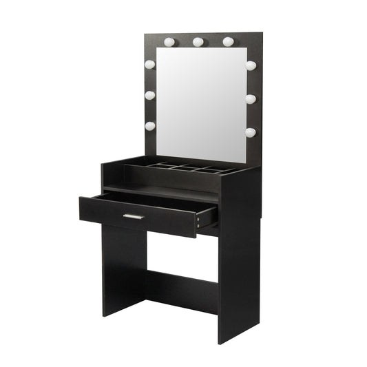 LED 1PC Dressing Table With Mirror Open Storage/Make Up Mirror Light Bulbs