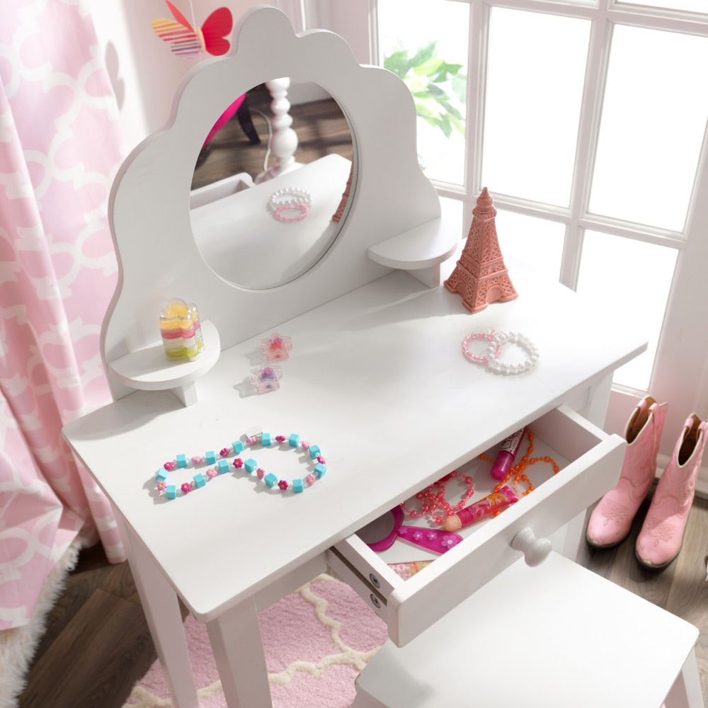 Medium Wooden Bedroom Vanity Stool Dressing Table