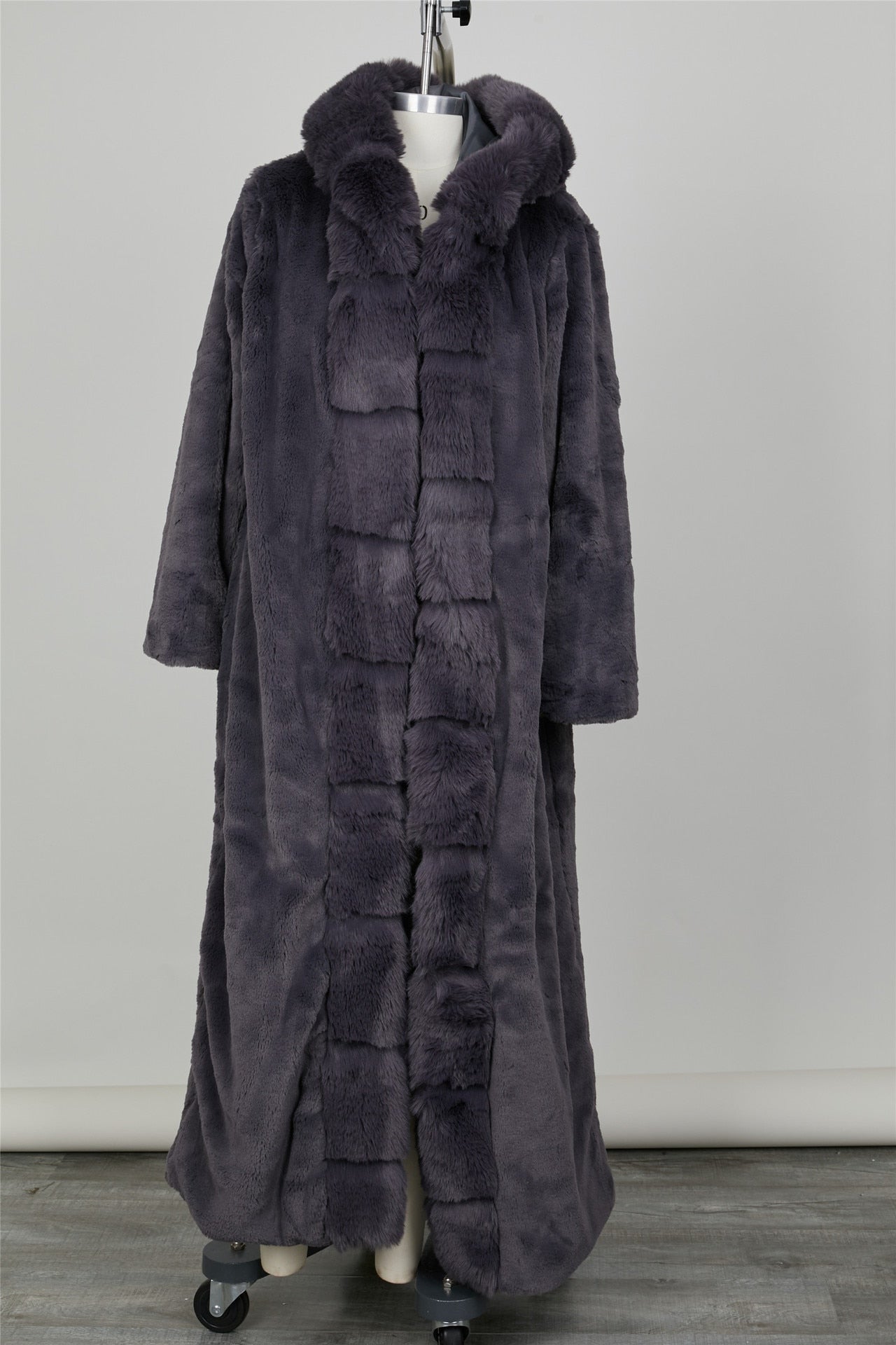 Warm Thick Long Faux Fur Coat With Hood