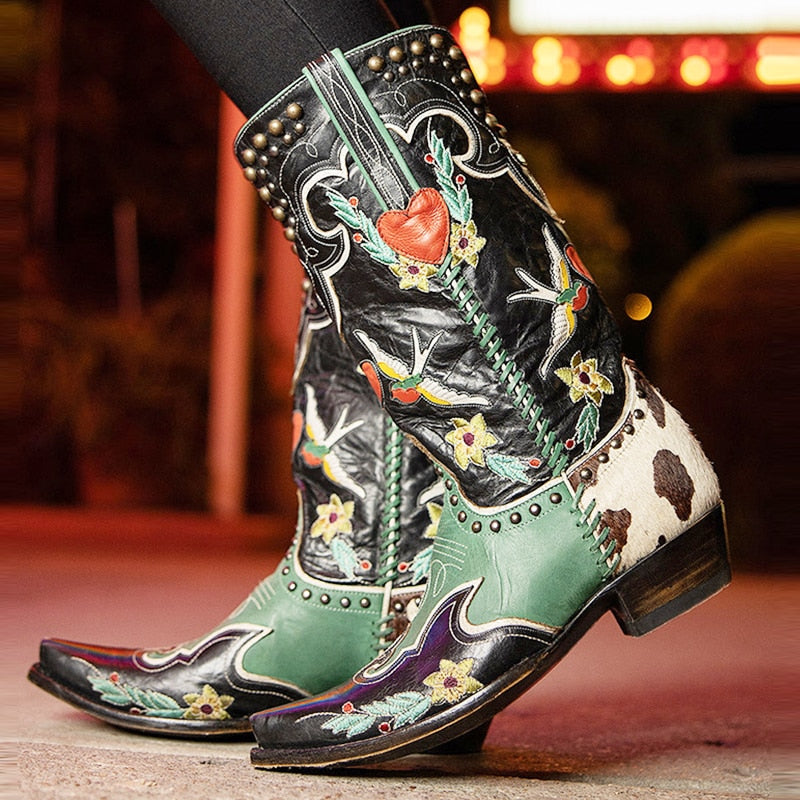 Mid Calf Western Cowgirl/cowboy Women Boots