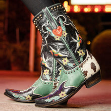 Load image into Gallery viewer, Mid Calf Western Cowgirl/cowboy Women Boots
