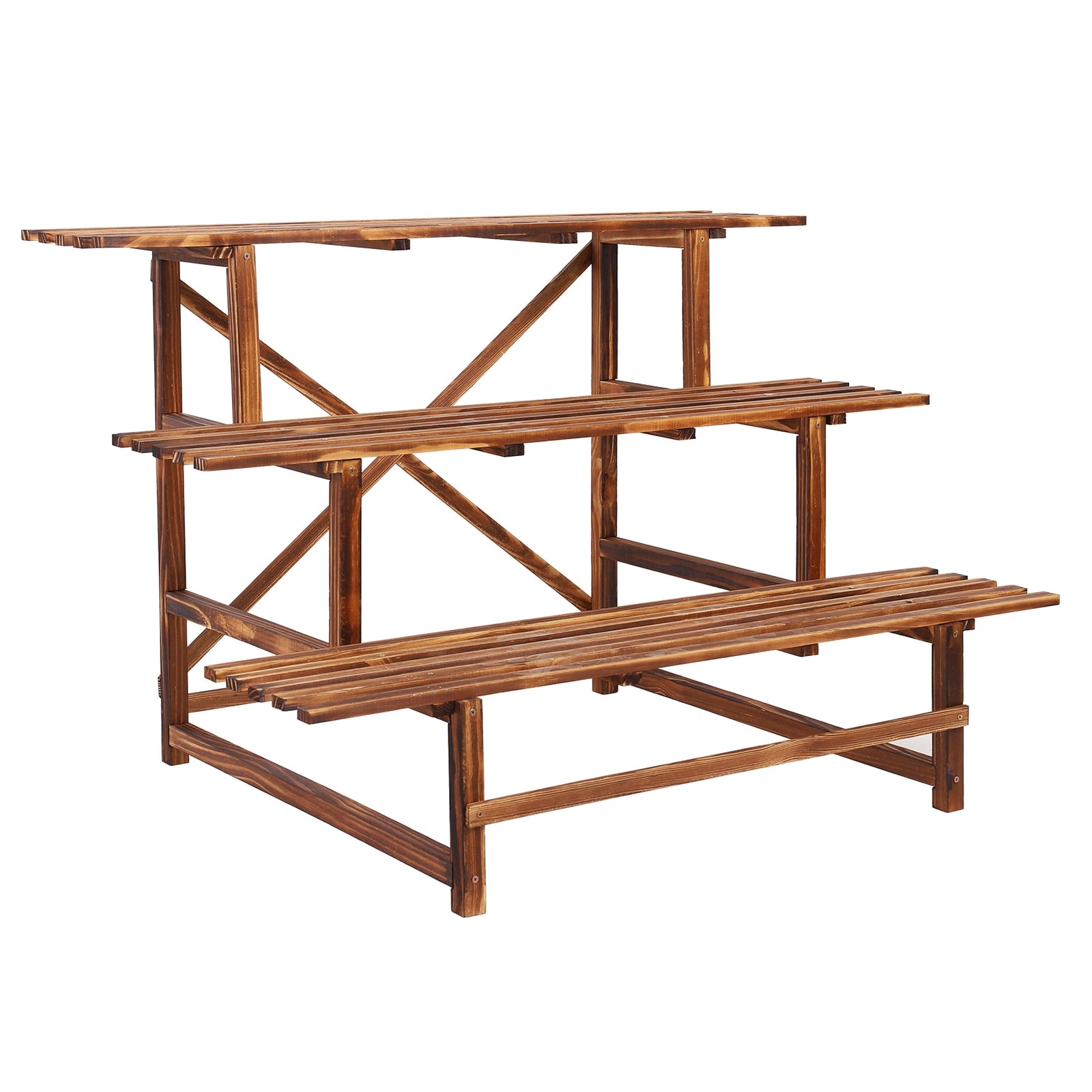 Large 3 Tier Stair Style Wood Plant Stand