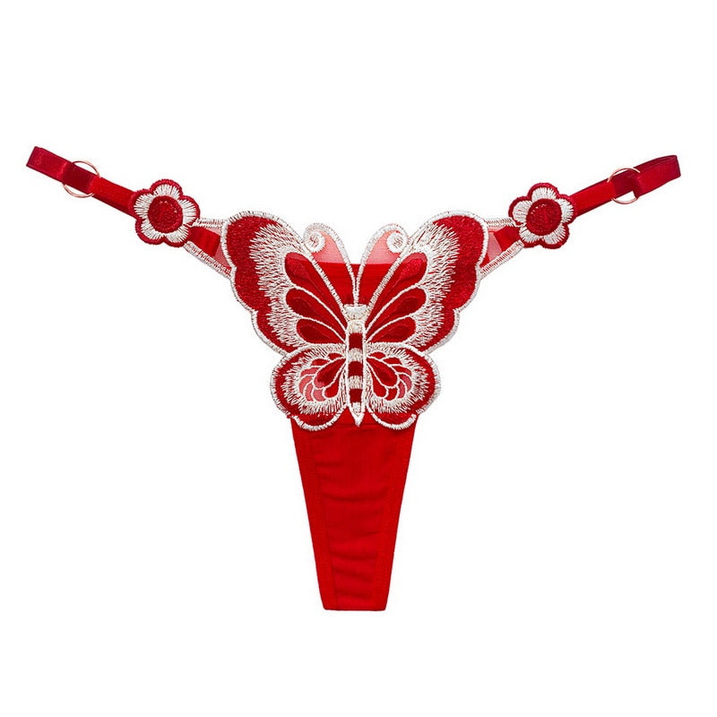 Cute Butterfly Embroidery Women Thongs