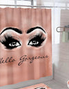 Stylish Rose Gold Eyelash Makeup Print Bath Curtain