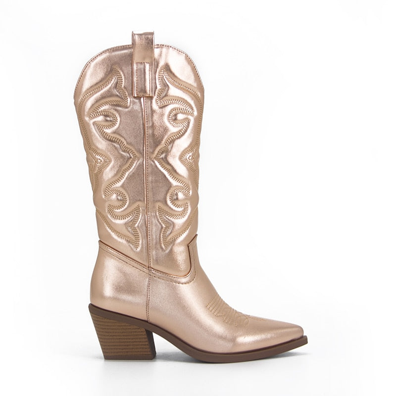 Embroidered Metallic Western Women's Cowboy boots
