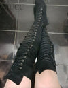 Cross Strap Suede Leather Knee High Boots