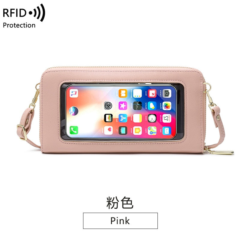Mini Shoulder Bag Touch Screen Mobile Phone Transparent Bag