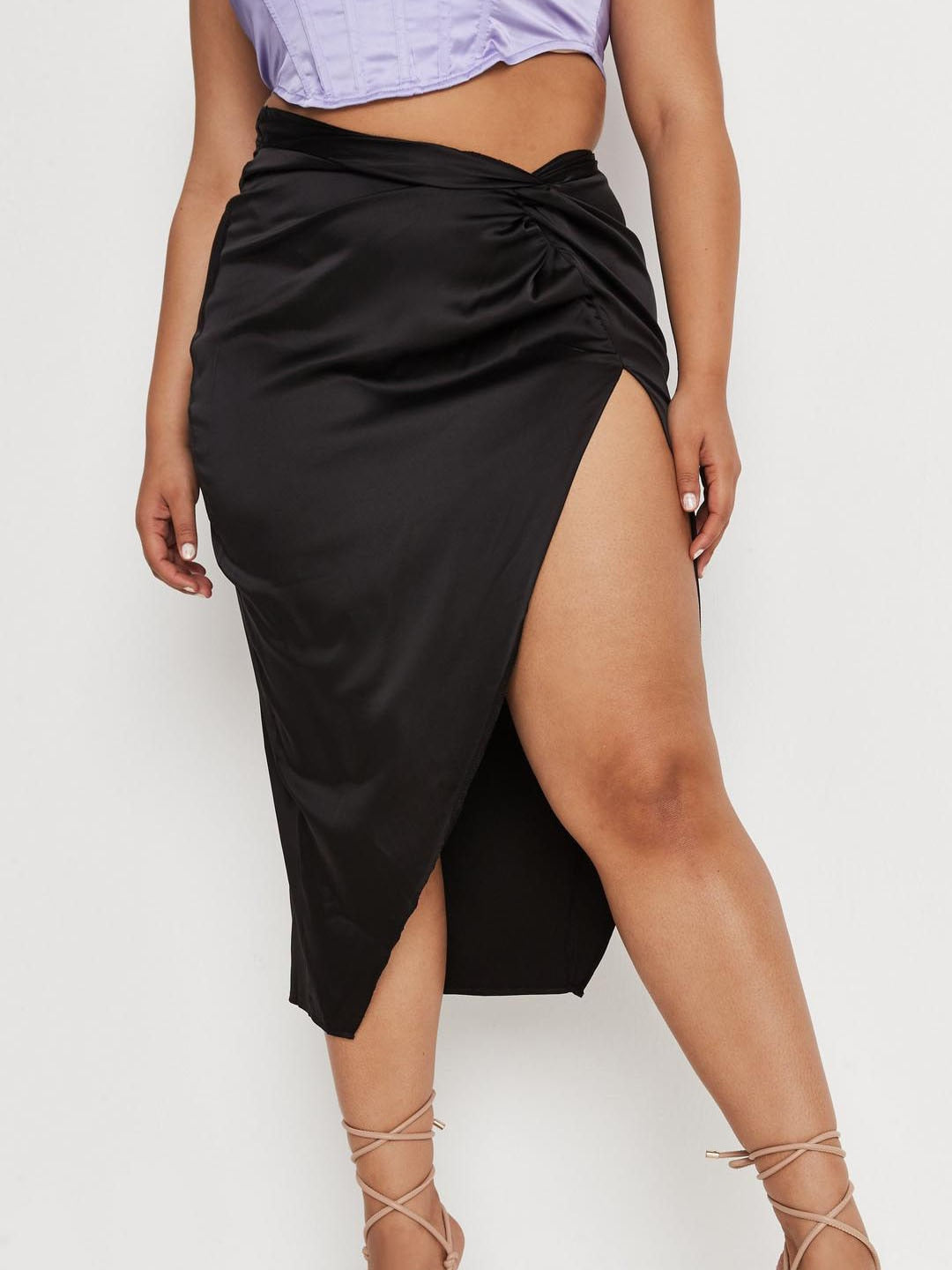 Silk Satin Skirt with Side Slit