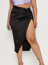 Load image into Gallery viewer, Silk Satin Skirt with Side Slit
