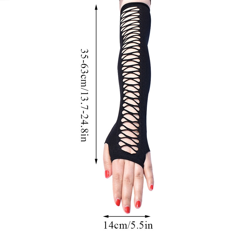 Elastic Fingerless Mesh Gloves